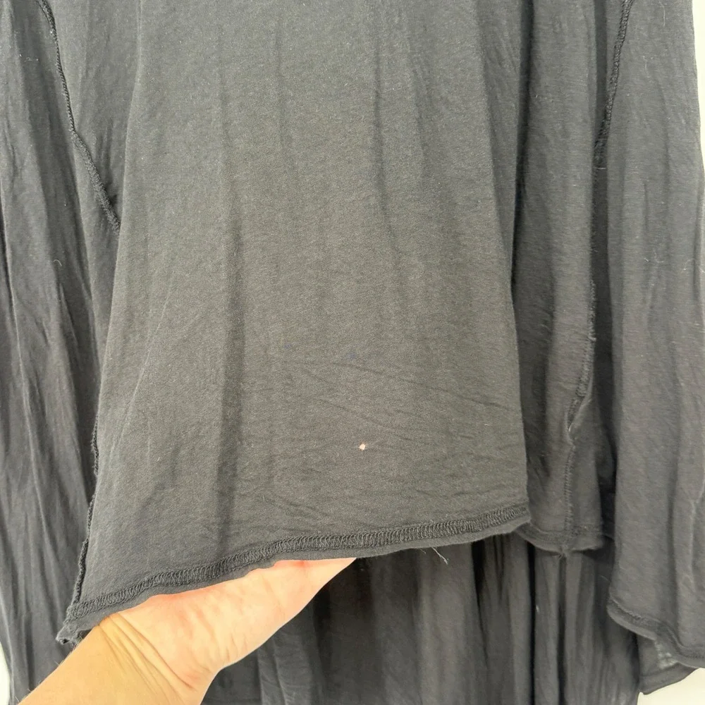 We The Free Free People Black Pima Cotton Modal High Low Peplum Top Size‎ M